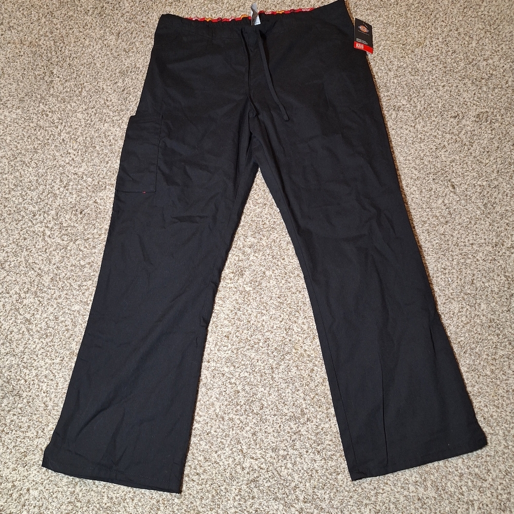 Dickies Scrubs Pull-on Elastic Waist Cargo Pant Black Dickies EDS Size L - NWT
